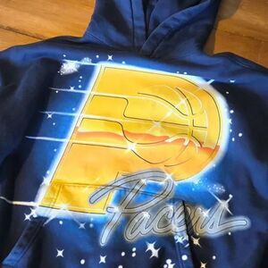 Indiana Pacers Authmade Hoodie Chrome Logo Sweatshirt - Size Small